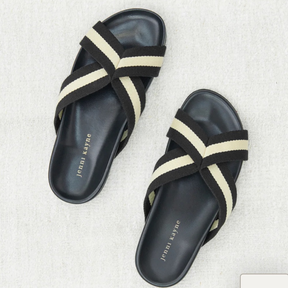 Jenni kayne cotton crossover sandal leather stripe sz 10 EUC